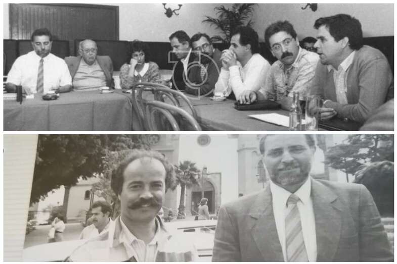 Momento de la rueda de prensa y el dirigente de IU con el entonces concejal Sebastián Henríquez  (Foto Arcadio Suárez-Archivo de TA)